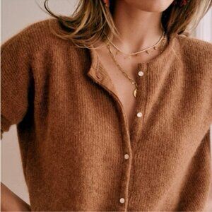 Sézane Gaspard Mohair Cardigan in Camel